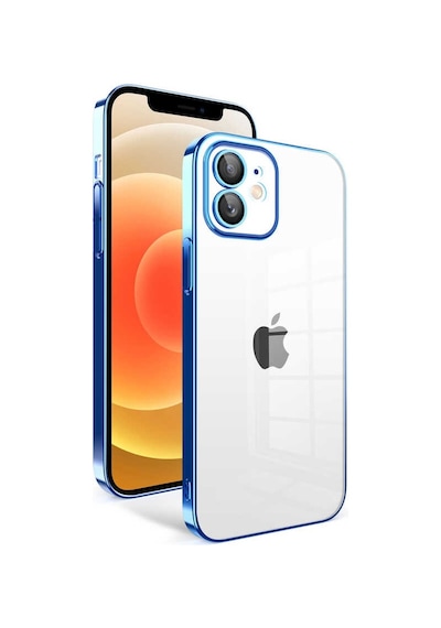 Zeyline Apple Uyumlu iPhone 12 Kamera Korumalı Renkli Çerçeveli Zore Garaj Kapak-saks Mavi