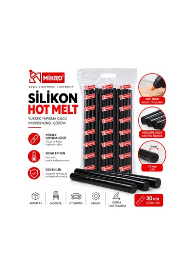 Mikro Hot Melt Kalın Mum Silikon 1 Kg Siyah