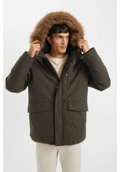 Defacto Regular Fit Kapüşonlu Fermuarlı Parka D1275ax24wnkh428 Haki