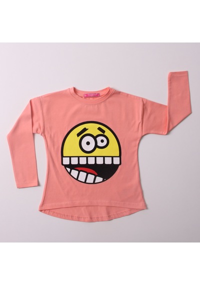 Toontoy Kız Çocuk Sweatshirt Smile Baskılı Somon
