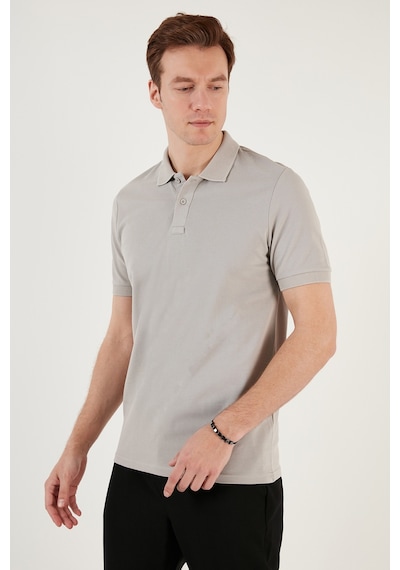 Buratti Pamuklu Regular Fit Düğmeli Erkek Polo Yaka T Shirt 5902739 Açık Gri