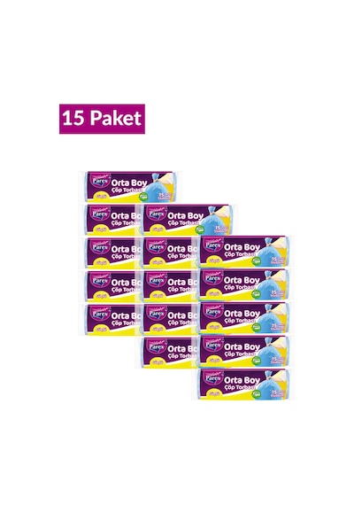 Güçlü Çöp Torbası Orta Boy 15'li 55 X 60 Cm 15 Paket