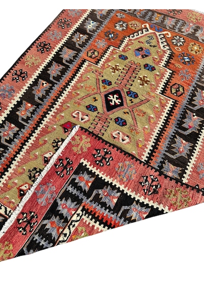 El Dokuma Çift Kuruhüyük Kilimi 120x180 Kök Boya %100 Yün Kilim