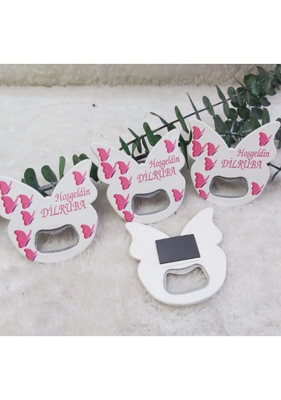 Kelebek Açacak Magnet 6x6 Cm Uv Kız Bebek Magnetleri Beb 30 Adet