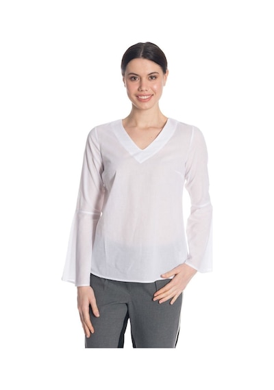Bulalgiy Kadın Beyaz Kolları Volan Bluz - Bga183457 Beyaz
