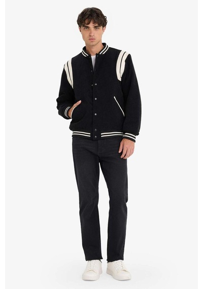 Defacto Su Geçirmez Regular Fit Kolej Yaka Bomber Çıtçıtlı İç Cepli Mont E9245ax25wnbk27 Siyah
