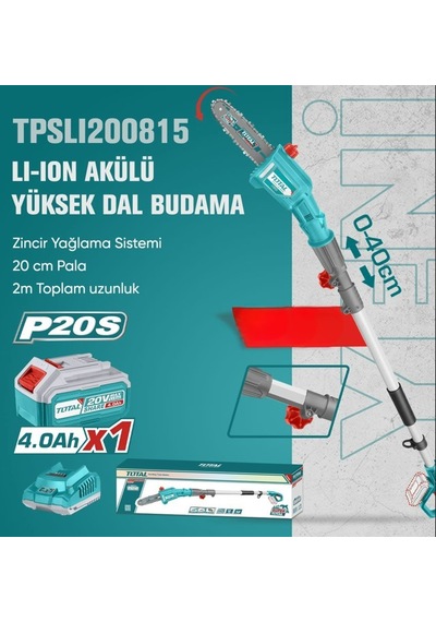 Total Tpslı 200815 Akülü Yüksek Dal Budama 4,0 Ah