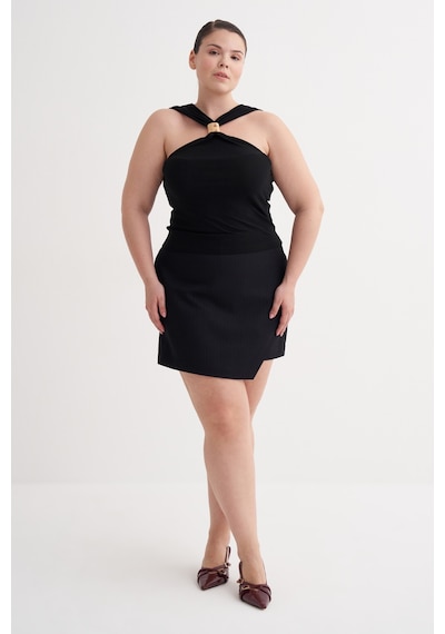 Myline Moda Metal Toka Detaylı Halter Top Siyah