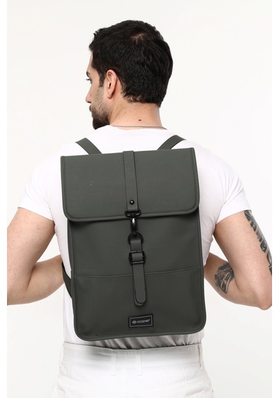 İcone Bag Icone Mat Suni Deri Kanca Kapamalı Sırt Çantası Gri