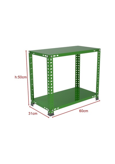 2 Katlı Renkli Çelik Raf Sehpa - Atölye, Depo, Ofis Sehpası Mavi-31x60 Cm-50 Cm