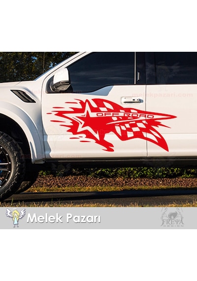 2 Adet - Damalı Yarış Bayrağı Off Road Jeep Sticker