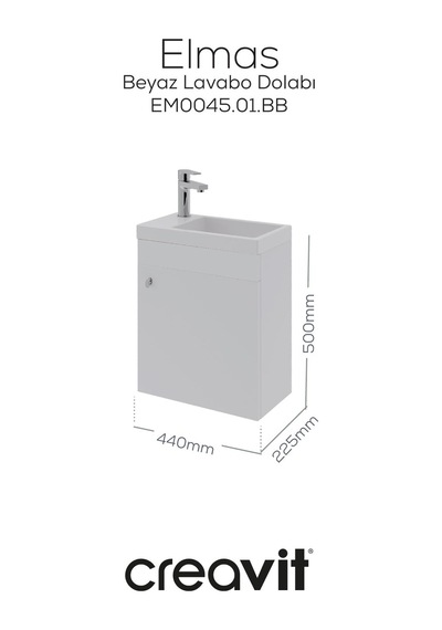 Creavit Elmas Lavabo Dolabı 45 Cm Beyaz Beyaz Creavit Elmas Lavabo Dolabı 45 Cm Beyaz Beyaz