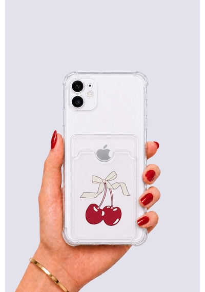 Apple iPhone Uyumlu 12 Kartlıklı Kiraz Desenli Kılıf
