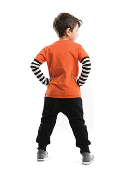 Denokids Gırgır Kız Çocuk Eşofman Takımı - Beyaz - Siyah - Turuncu
