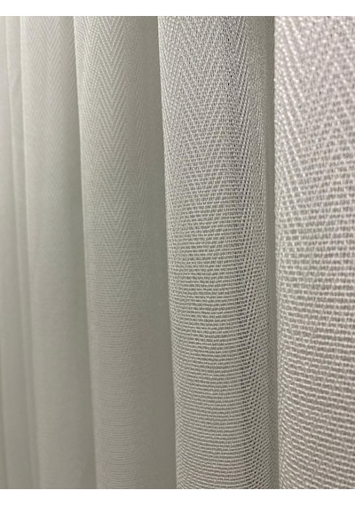 4003 Ağır Gramajlı Balık Sırtı Desenli Modern Ekru Tül Perde 1/2,5 Orta Normal Pileli Ekru