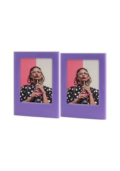 Ayrex Fujifilm Instax Mini Film Uyumlu 2'li Mıknatıslı Fotoğraf Çerçeve Seti, Mor Diğer