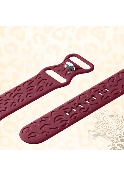 Apple Uyumlu  Watch  44 45 46mm Leopar Desenli Yumuşak Silikon Kordon Seri 2 3 4 5 6 Se 7 8 9 10