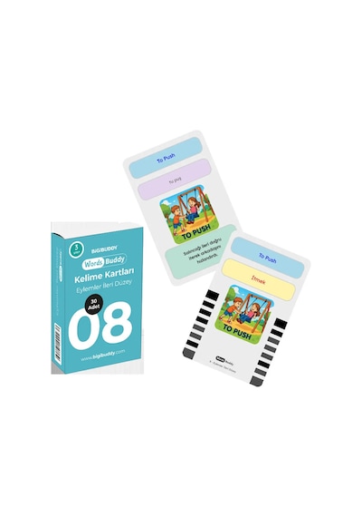 Bigibuddy WordsBuddy Türkçe İngilizce Kelime Kartları Kendini İfade Etme 90 Kart 3’lü Set (BigiOne Cihaz Hariç)