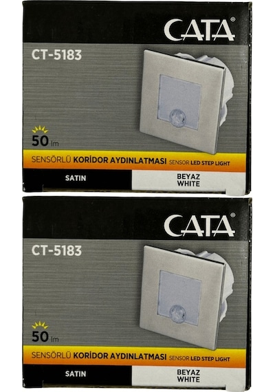 Cata Ct-5183 1,5w 6400k Beyaz Işık Sensörlü Koridor Aydınlatması 2 Adet