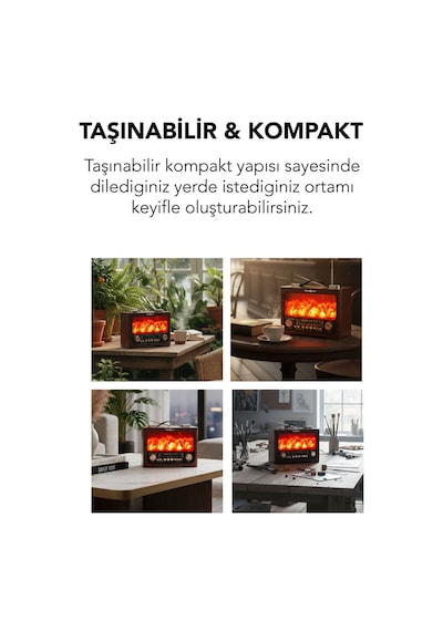 Nostaljik Radyo Şömine Görünümlü Müzik Kutusu Retro Ahşap -bluetooth Hoparlör Speaker & Usb Destekli Fp-2393