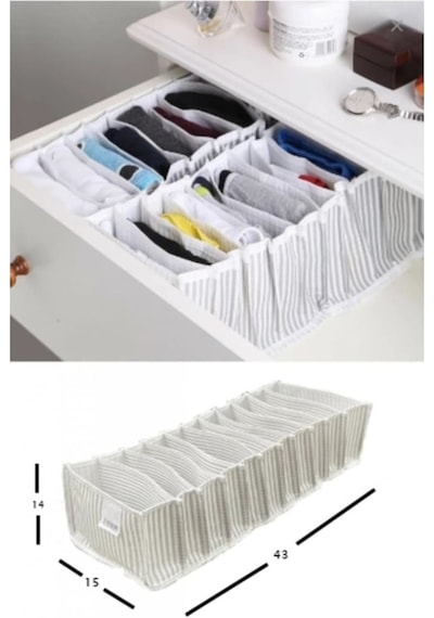Alas Akordiyon Organizer Çekmece Içi Düzenleyici Gri Medium orta