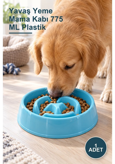 1 Adet Yavaş Yeme Mama Kabı 775 Ml Plastik