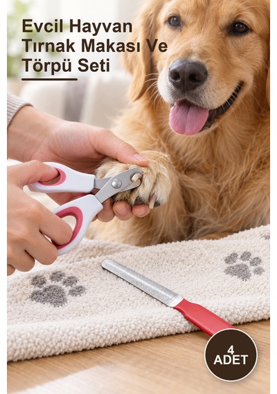 4 Adet Evcil Hayvan Tırnak Makası Ve Törpü Seti
