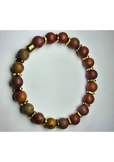 Mokait Jasper Bileklik 8 Mm Yeşil - Kırmızı