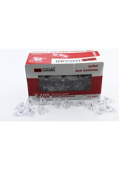 Açılı Şeffaf Çektirme Metali 10'lu Set