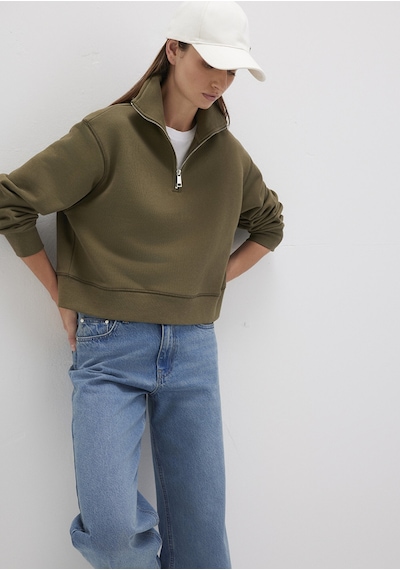Mavi - Yarı Fermuarlı Haki Sweatshirt 1s10391-71589 Yeşil