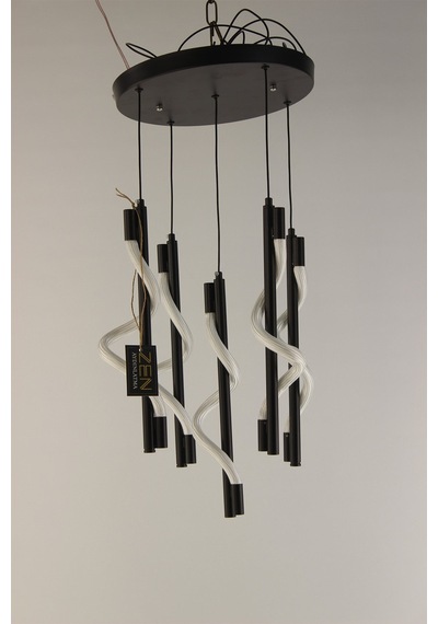 Lüks Spiral Tasarım Modern Burgulu Seri 3 Renk Ledli Şık Salon Avizesi Siyah