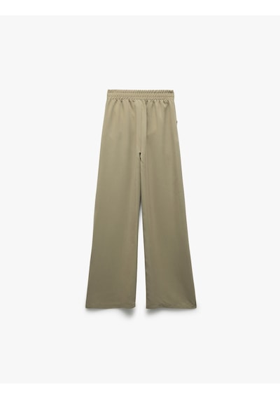 Koton Modal Karışımlı Düğmeli Cepli Geniş Paça Pantolon Haki 5skg40119aw Haki