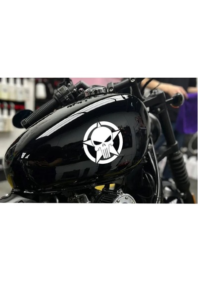Punisher İnfazcı Kurukafa Yıldız Sticker - Araba Oto Motosiklet Cam Sticker - 00063 20x20 Cm