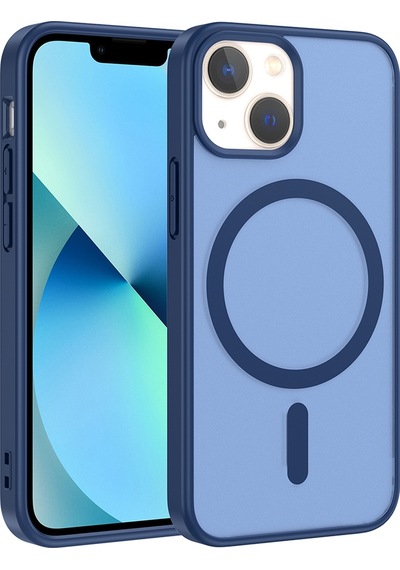 Teleplus Apple iPhone Uyumlu  13 Mini Kılıf Mat Babet Manyetik Araç Tutucu Kapak Lacivert