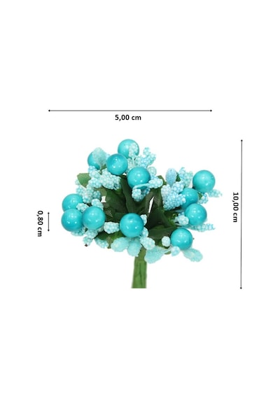 Yapay Çiçek, 12 Adetli Tomurcuk Cipso Demeti -  10 cm, Mavi