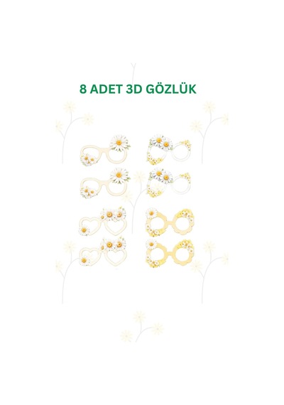 Papatya Temalı Doğum Günü Parti Seti İyi Ki Doğdun Banner, Tavan Sarkıt, Gözlük, Pasta Süsü Ve Mısır Kutusu Sarı