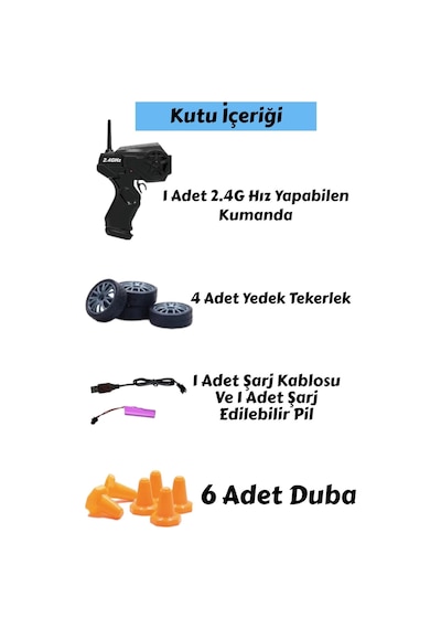 15 Km/h Hız Yarış Arabası Şarjlı 2.4 Ghz Uzaktan Kumandalı Drift Araba Mavi