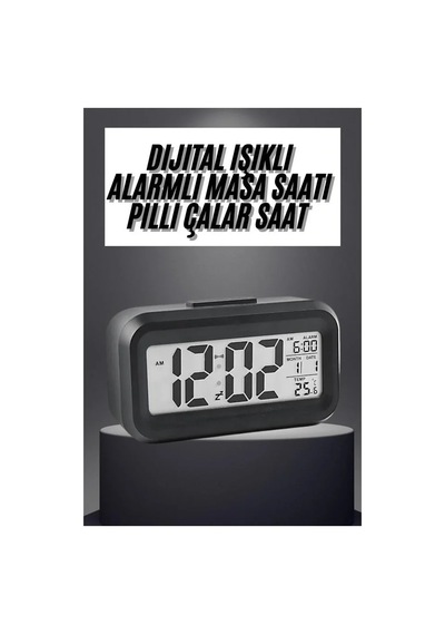 Lunaev Masaüstü Saat Takvim Termometre Beyaz Siyah .