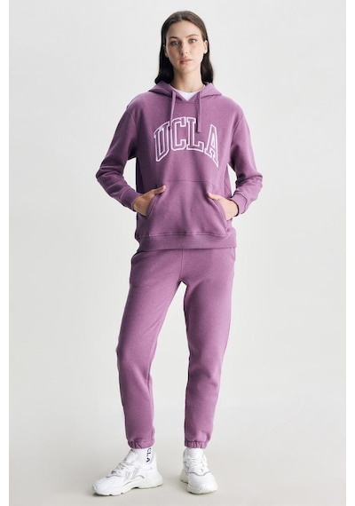 Ucla Rıley Mor Kapüşonlu Nakışlı Standard Fit Kadın Sweatshirt Mor