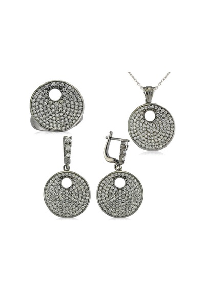Casera's Gümüş Zirkon Taşlı Yuvarlak Kadın Set Csr2182058 Gümüş