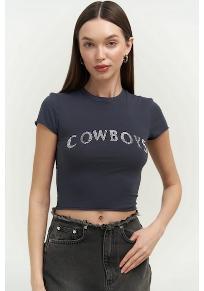 Mai Collection Mai Studios Co. Cowboys Antrasit Penye Crop