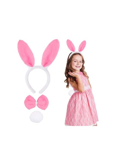 Pembe Tavşan Kostüm Seti Taç, Papyon, Ponpon 12 Li Paket - Zmff-582130 18
