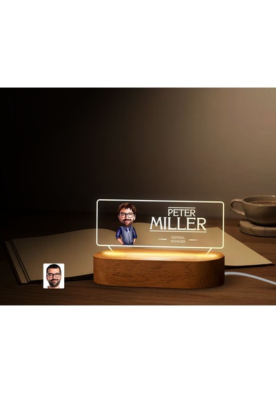 Bk Gift Kişiye Özel İsimli Erkek Patron Karikatürlü Led Işıklı Akrilik Masa İsimliği-2, Ofis Dekoru, Mesleki Hediye, Ofis Hediyeleri Kobitmeyen138010