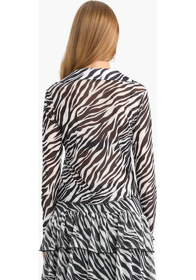 Defacto Fitted Polo Yaka Zebra Desenli Önden Bağlamalı Tül Bluz G2379ax25auwt32 Beyaz