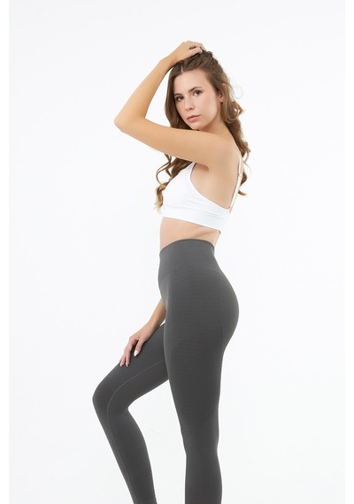 Cottonhill Füme Yüksek Bel Toparlayıcı Seamless Kadın Spor Tayt Füme