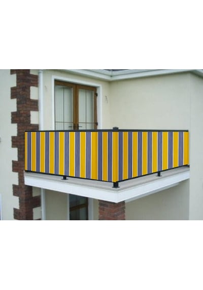 Ceylan Home Balkon Demir Perdesi Kuş Gözü Sarı Gri Çizgili Ölçü Seçenekli Gri