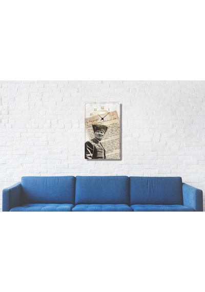 Decorıta Cam Saat | Atatürk Eskiz Çok Renkli