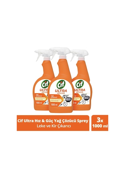 Cif Ultra Hız & Güç Yağ Çözücü Leke ve Kir Çıkarıcı Sprey 3 x 1 L