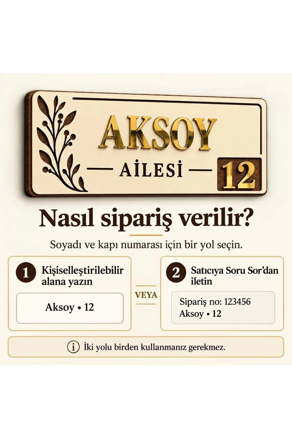 Kişiye Özel Aile İsimliği Kapı Numarası Ahşap Mdf Kapı İsimliği Dış Kapı Dekoru