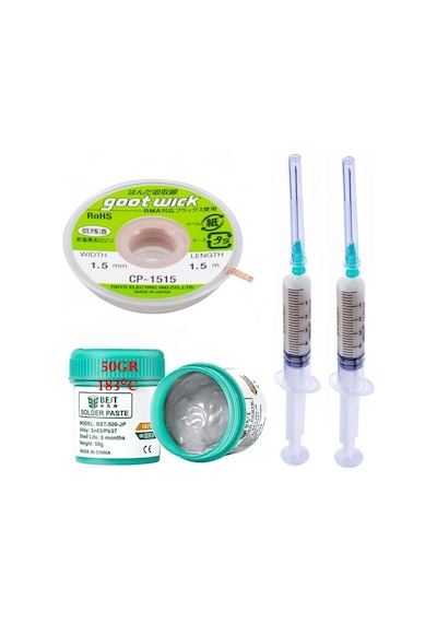 Bst-506 Krem Lehim Sıvı Lehim Solder Paste 50gr Lehim Emme Temizleme Teli 1,5mm Cp-1515
